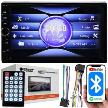 Dexxer 12V 2DIN LCD autoradio s dodirnim zaslonom 4x50W USB Bluetooth + daljinski upravljač