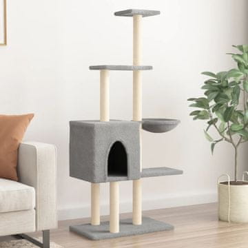 Vidaxl Grebalica za mačke sa sisal stupićima svijetlosiva 145 cm