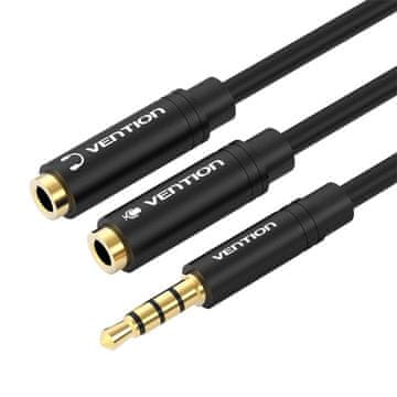 MojPlanet Audio kabel 3,5 mm muški na 2 x 3,5 mm ženski BBVBY 0,3 m (crni)