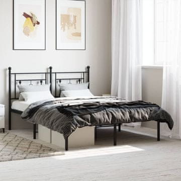 Vidaxl Metalni okvir kreveta s uzglavljem crni 140x200 cm