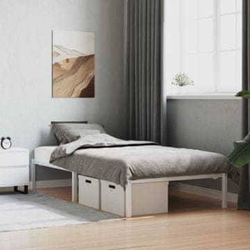 Vidaxl Metalni okvir za krevet Bijeli 107x203 cm
