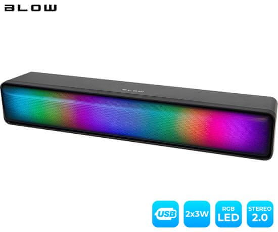 Blow MS-31 Adrenaline računalni zvučnik / soundbar, 2.0 STEREO, USB, RGB LED rasvjeta