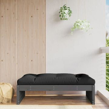 Vidaxl Vrtni tabure sivi 120x80 cm masivni borov drvo
