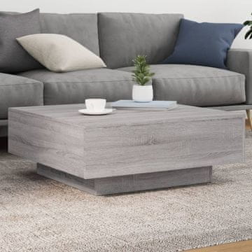 Vidaxl Klub stolić s LED rasvjetom, sivi hrast sonoma, 80x80x31 cm