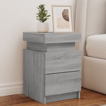 Vidaxl Noćni ormarić s LED rasvjetom, sivi hrast Sonoma, 35x39x55 cm