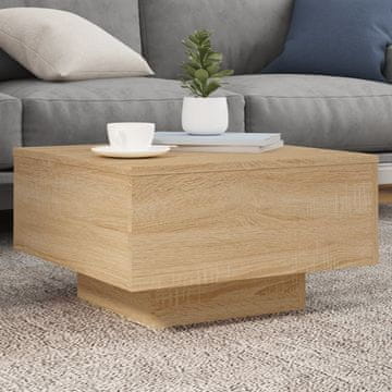 Vidaxl LED stolić za kavu, hrast sonoma, 55x55x31 cm