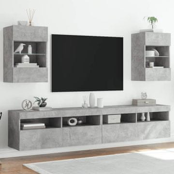 Vidaxl Zidni TV ormarići s LED rasvjetom, 2 kom., betonsko sivi, 40x30x60,5 cm