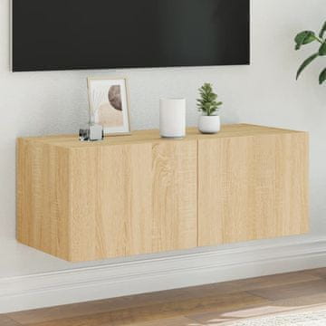 Vidaxl Zidni TV ormarić s LED rasvjetom, Sonoma hrast, 80x35x31 cm