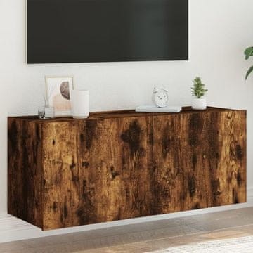 Vidaxl Zidni TV ormarić s LED rasvjetom, dimljeni hrast 100x35x41 cm