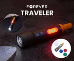 Forever TRAVELER ručna LED svjetiljka, 500 lum, 9 modova, ZOOM, + filteri, punjiva baterija, IP44, USB-C
