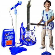 Kruzzel Dječji set LED električni gitarski mikrofon i mp3 pojačalo plavo
