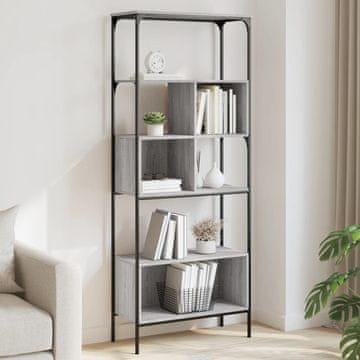Vidaxl Polica za knjige s 5 razina, siva boja hrasta Sonoma, 76 x 33 x 188,5 cm