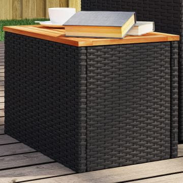 Vidaxl Vrtni stolovi, set od 2, crni, 55x34x37 cm, PE ratan i drvo