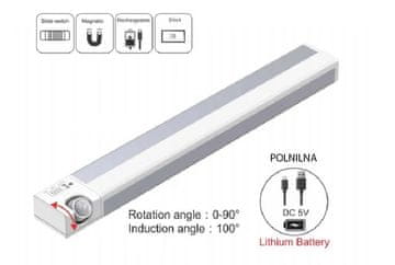 Andowl Magnetska lampa sa senzorom pokreta 30 cm 3000k