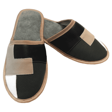 Copa cop Kožne kućne papuče Puzzle - Crne