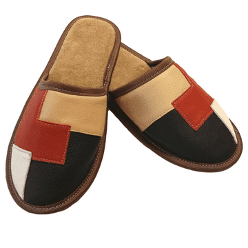 Copa cop Kožne kućne papuče Puzzle - Smeđe