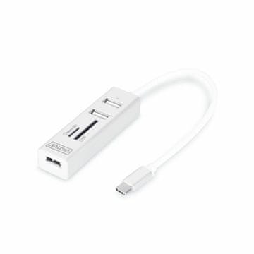 Digitus USB hub 3xA + TypeC + čitač kartica DA-70243
