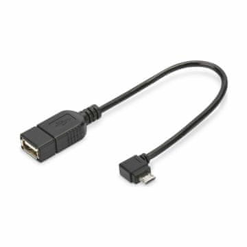 Digitus USB kabel A-B micro OTG 0,2 m kutni