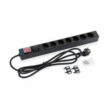 Triton Razvodnik 7x220V rack ALU+zaštita od preopterećenja+prekidač crni