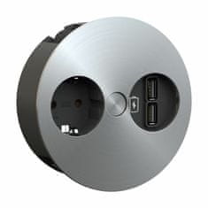 Bachmann TWIST ugradbena utičnica srebrna za kuhinjski pult 220V 2xUSB punjač 931.031
