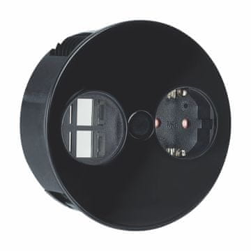 Bachmann TWIST ugradbena utičnica crna za kuhinjski pult 1x220V 1x prazna 931.133