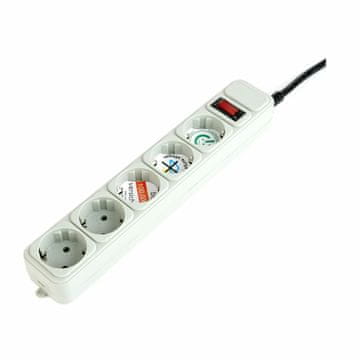 Gembird Zaštita od prenapona 5x220V 1,8m s prekidačem bijela SPG3-B-6C