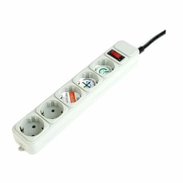 Gembird Prenaponska zaštita 5x220V 3m s prekidačem bijela SPG3-B-10C