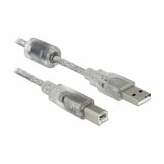 Delock USB kabel A-B 5m dvostruko oklopljeni prozirni s feritom 83896