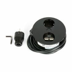 Bachmann TWIST ugradbena utičnica mat crna za kuhinjski pult 220V 2xUSB punjač 931.131