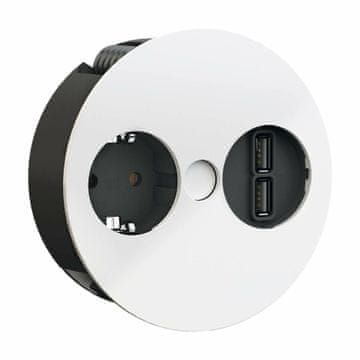Bachmann TWIST ugradbena utičnica bijela za kuhinjski pult 1x220V 2xUSB punjač 931.231