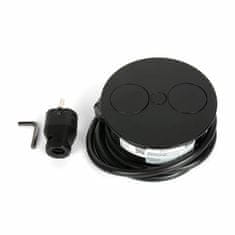 Bachmann TWIST ugradbena utičnica mat crna za kuhinjski pult 220V 2xUSB punjač 931.131