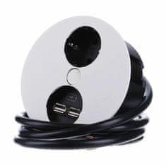 Bachmann TWIST ugradbena utičnica bijela za kuhinjski pult 1x220V 2xUSB punjač 931.231