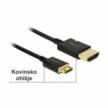 Delock HDMI kabel mini 3D 4K slim 3m aktivni crni 84779