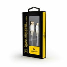CABLEXPERT USB A-C kabel 2 m, pamučna zaštita, bijela CC-USB2B-AMCM-2M-BW2