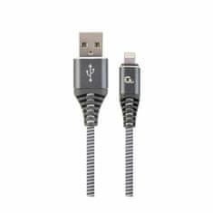 CABLEXPERT USB Lightning kabel, pamučna zaštita, sivi, 2 m CC-USB2B-AMLM-2M-WB2