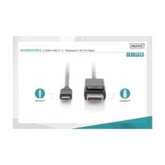 Digitus USB Type-C-DisplayPort kabel 1,8 m crni