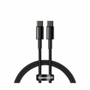 BASEUS USB C-C kabel 1m 100W 20V 5A crni volfram pleteni CATWJ-01