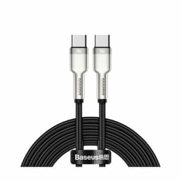 BASEUS USB C-C kabel 2m 100W 20V 5A Cafule metalno pleteni crni CATJK-D01