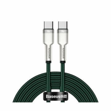 BASEUS USB kabel C-C 2m 100W 20V 5A Cafule metalni pleteni zeleni CATJK-D06