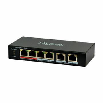 HiLook mrežni prekidač switch 100M 6-portni 4x PoE mini metalno kućište NS-0106P-35