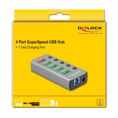 Delock USB 3.2 hub 4xA + 1x priključak za brzo punjenje 63262