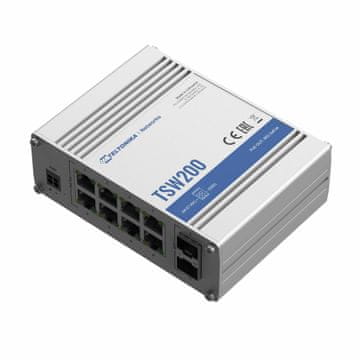 Teltonika Giga preklopnik 8-portni 8x PoE 2xSFP 240W DIN Mini TSW200