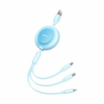 BASEUS USB kabel za punjenje 3u1 Lightning/TypeC/Micro 3.5A svijetlo/plavi 1.1m