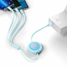 BASEUS USB kabel za punjenje 3u1 Lightning/TypeC/Micro 3.5A svijetlo/plavi 1.1m
