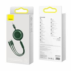 BASEUS USB kabel za punjenje 3u1 Lightning/TypeC/Micro 3.5A zeleni 1.1m CAMJ010006