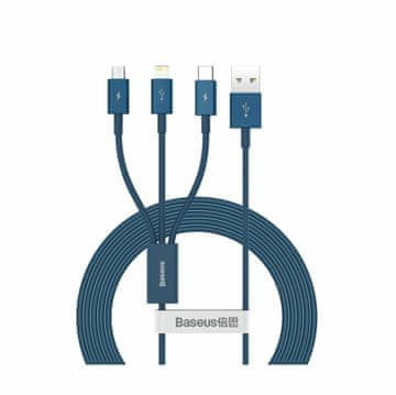 BASEUS USB kabel 3u1 Lightning/TipC/Micro 1,5 m plavi CAMLTYS-03