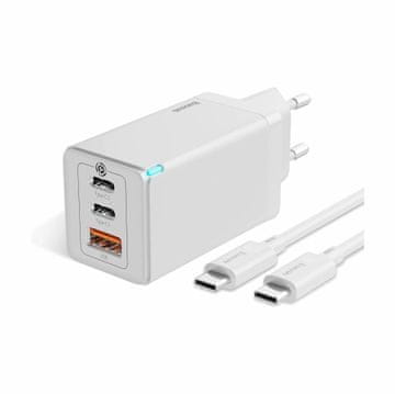 BASEUS punjač 65W USB 2xTipC TipA GaN5 ProQC bijeli CCGP120202
