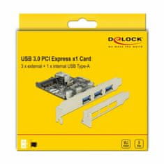 Delock kartica PCIe USB 3.0 3xA + 1xA interno + niskoprofilna 89301
