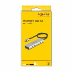Delock hub USB 3.1 4x TypeC 10/Gbps srebrni 64231