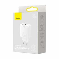 BASEUS punjač 30W USB 2xTipA TypeC QC bijeli CCXJ-E02